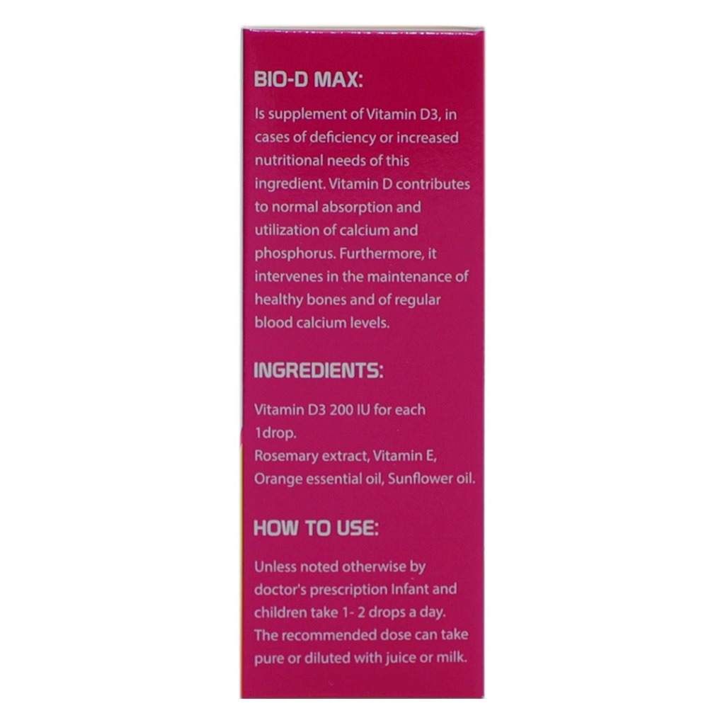 Bio-D Max Vitamin D3 200 IU/1Drop Oral Drops 15 mL