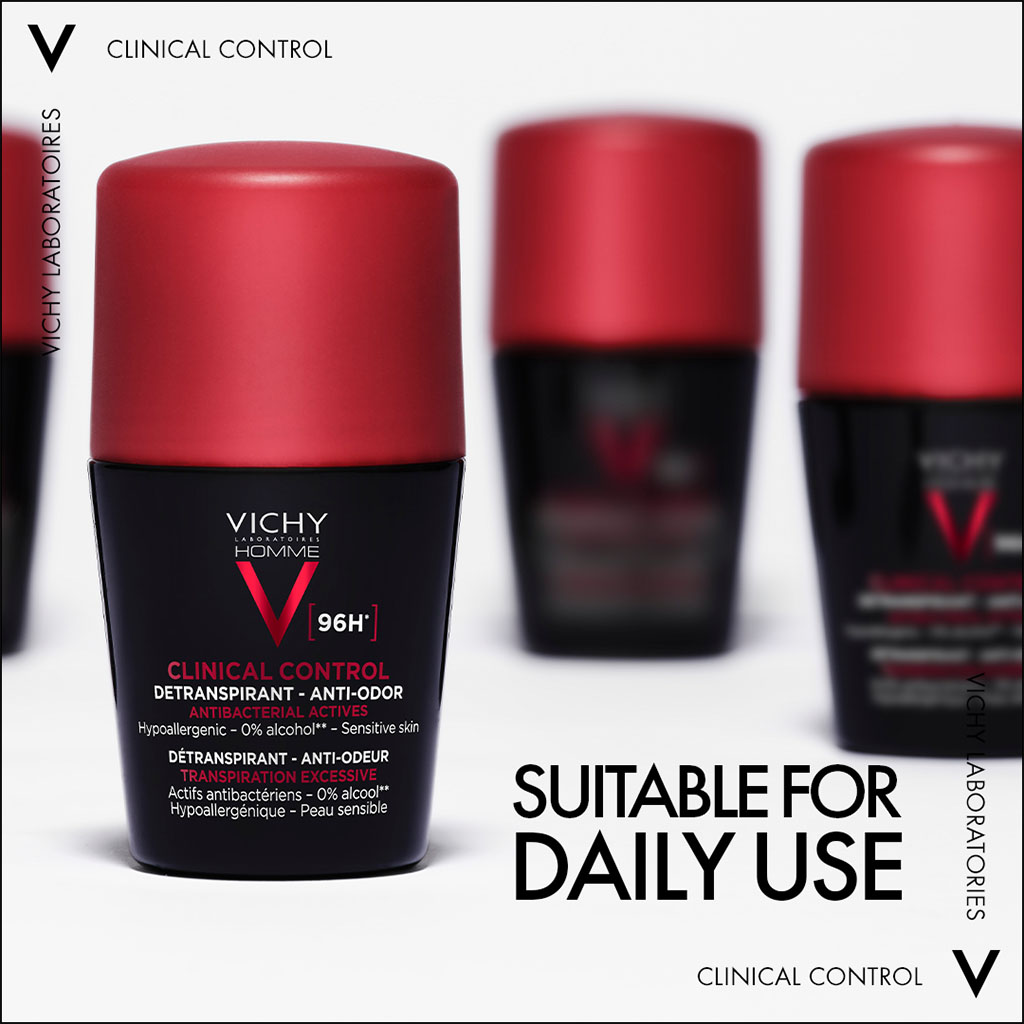 Vichy 96 Hour Clinical Control Dry Touch Anti-Odour Deodorant Roll-On For Men 50ml