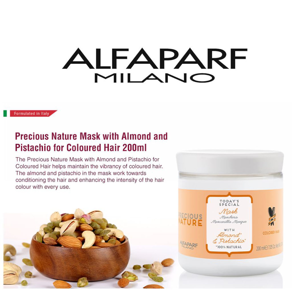 Alfaparf Milano Precious Nature Strengthening Hair Mask For Colored Hair With Almond & Pistachio 200ml