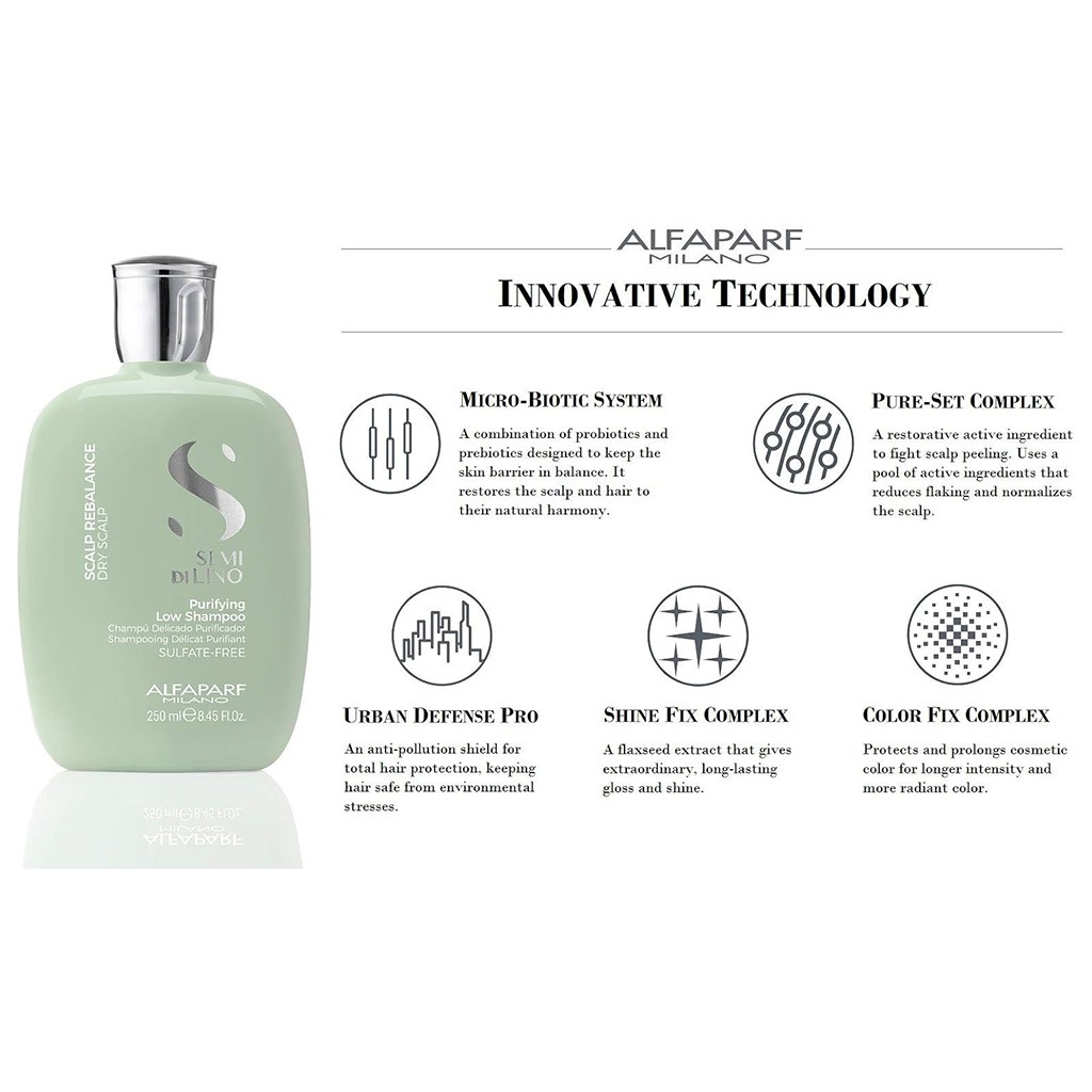 Alfaparf Milano Semi Di Lino Scalp Rebalance Purifying Low Shampoo For Dry Scalp 250ml