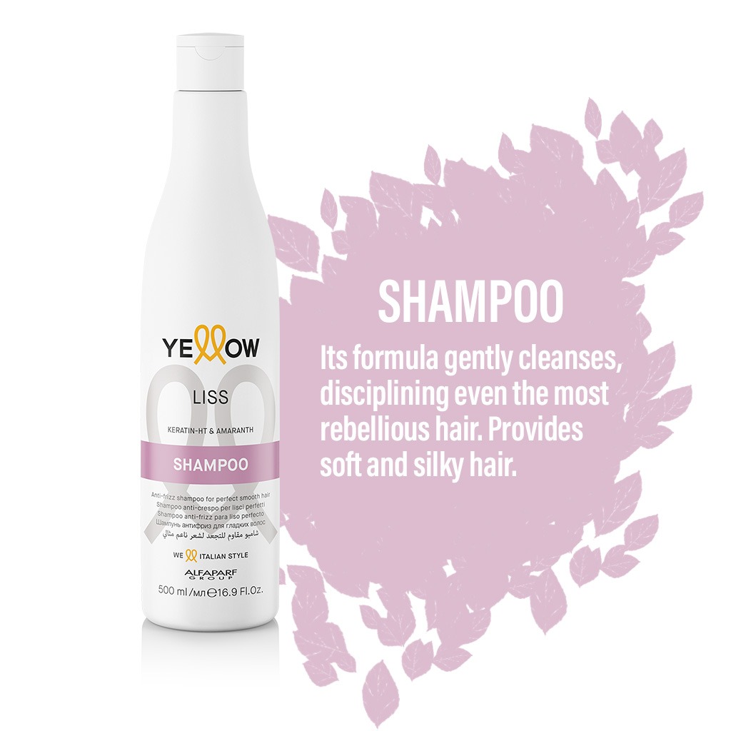 Alfaparf Yellow Liss Professional Anti-Frizz Smoothing Shampoo With Keratin HT & Amaranth For Frizz Hair 500ml