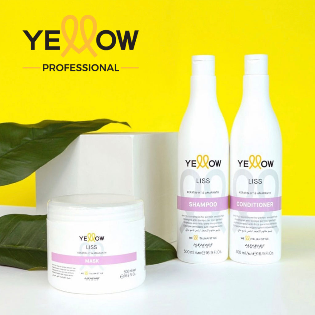 Alfaparf Yellow Liss Professional Anti-Frizz Smoothing Shampoo With Keratin HT & Amaranth For Frizz Hair 500ml