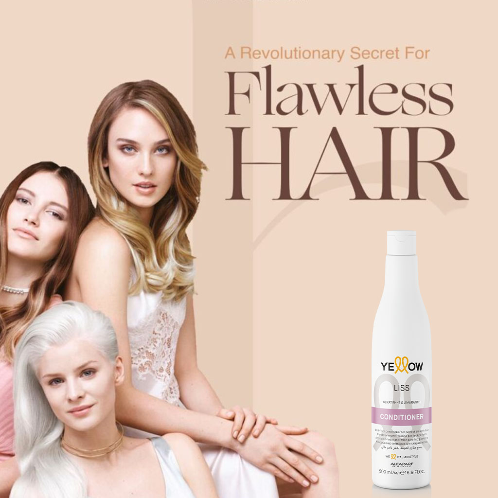 Alfaparf Yellow Liss Professional Anti-Frizz Smoothing Conditioner With Keratin HT & Amaranth For Frizz Hair 500ml