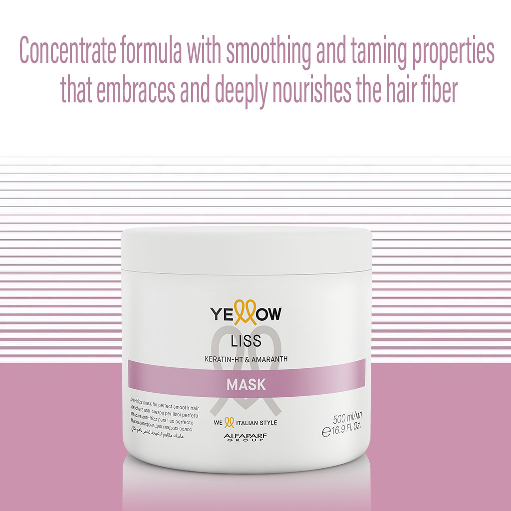 Alfaparf Yellow Liss Professional Anti-Frizz Hair Mask With Keratin HT & Amaranth 500ml