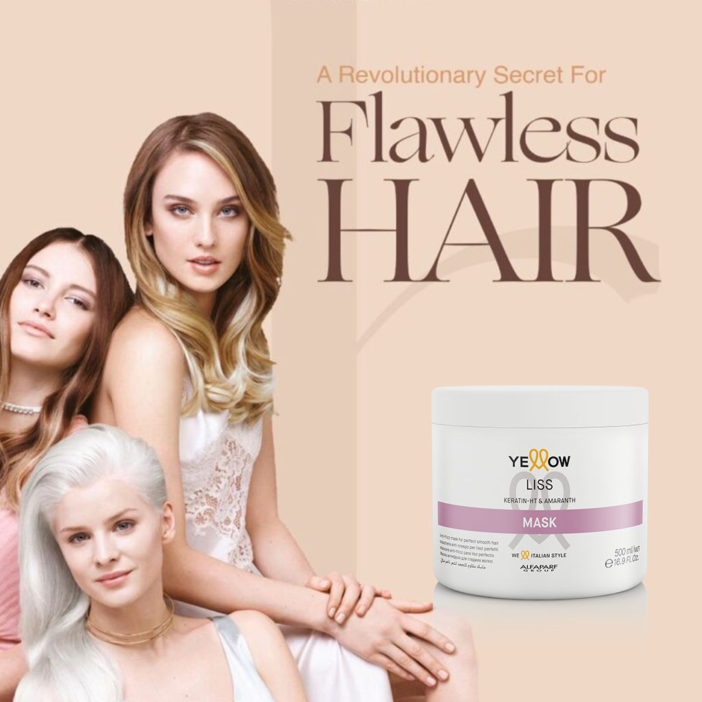 Alfaparf Yellow Liss Professional Anti-Frizz Hair Mask With Keratin HT & Amaranth 500ml