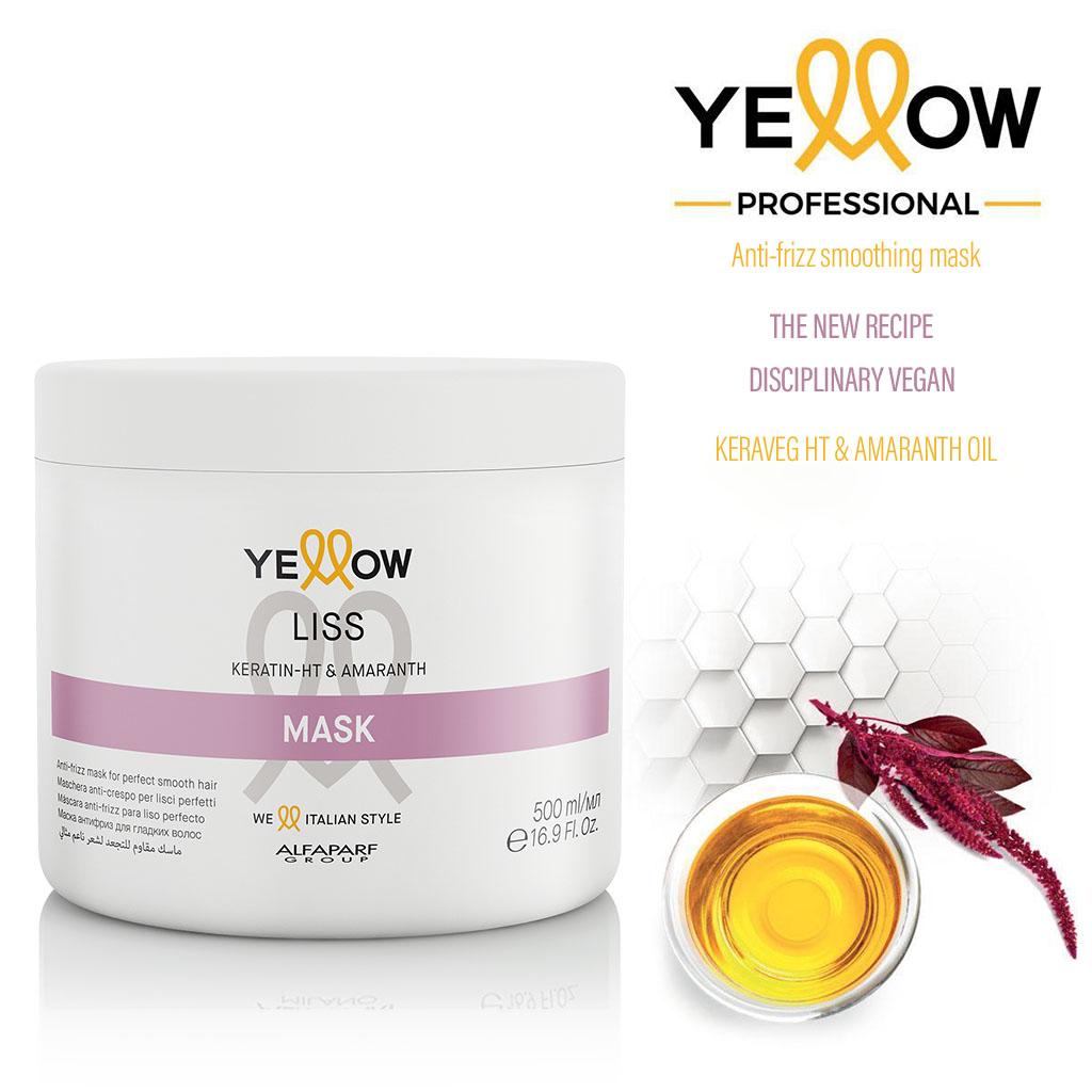 Alfaparf Yellow Liss Professional Anti-Frizz Hair Mask With Keratin HT & Amaranth 500ml
