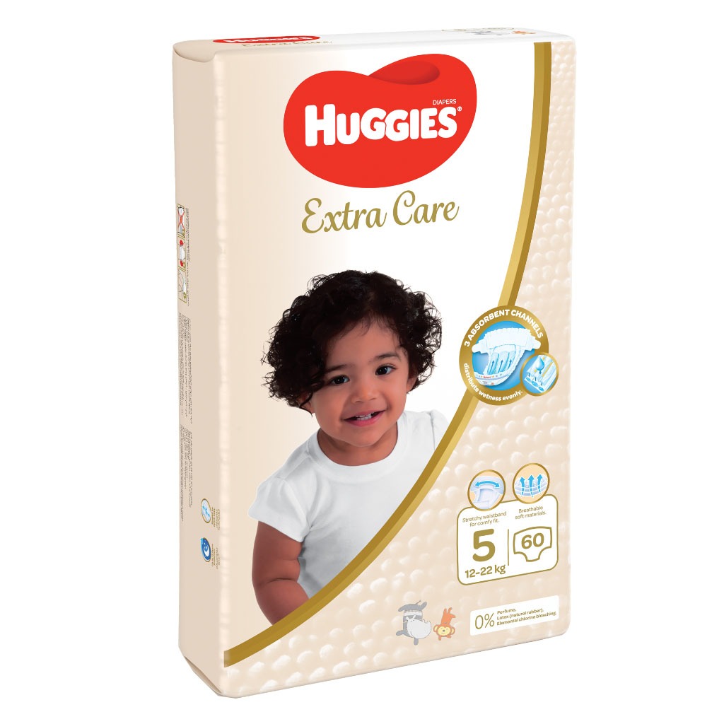 Huggies Extra Care Baby Diapers, Size 5, 12-22Kg, Jumbo Pack of 60's