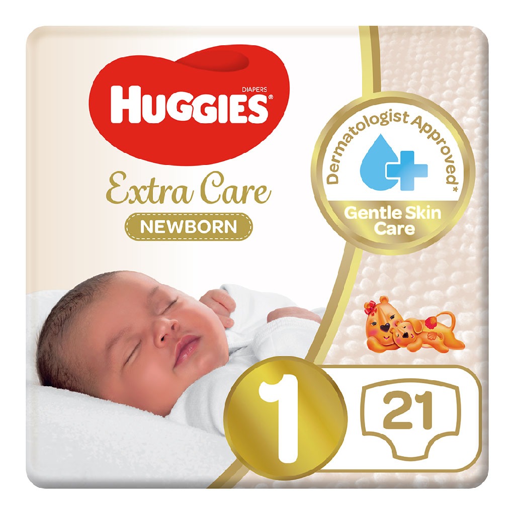 Huggies Extra Care Newborn Diapers, Size 1, Up to 5Kg, Pack of 21's