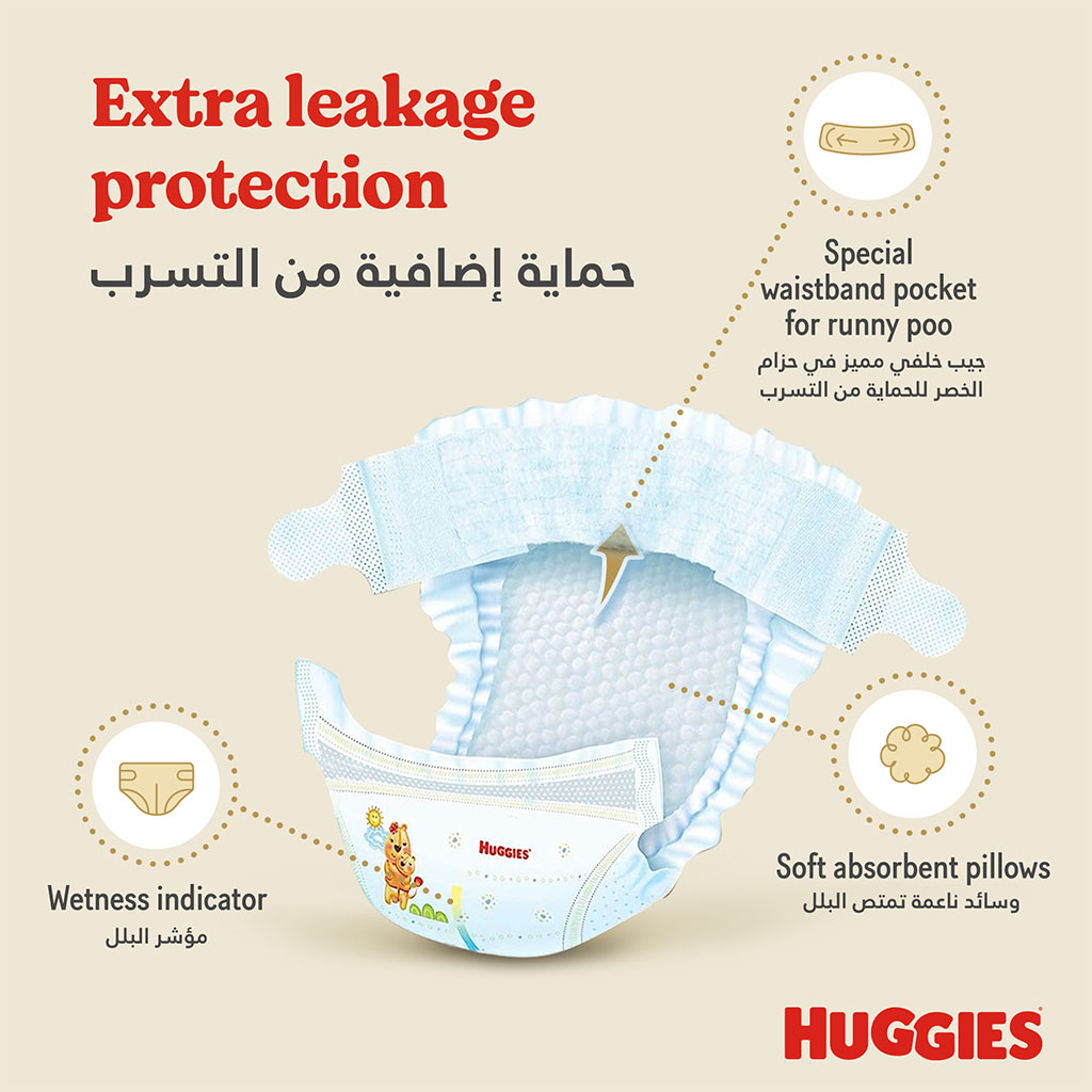 Huggies Extra Care Newborn Diapers, Size 1, Up to 5Kg, Pack of 21's