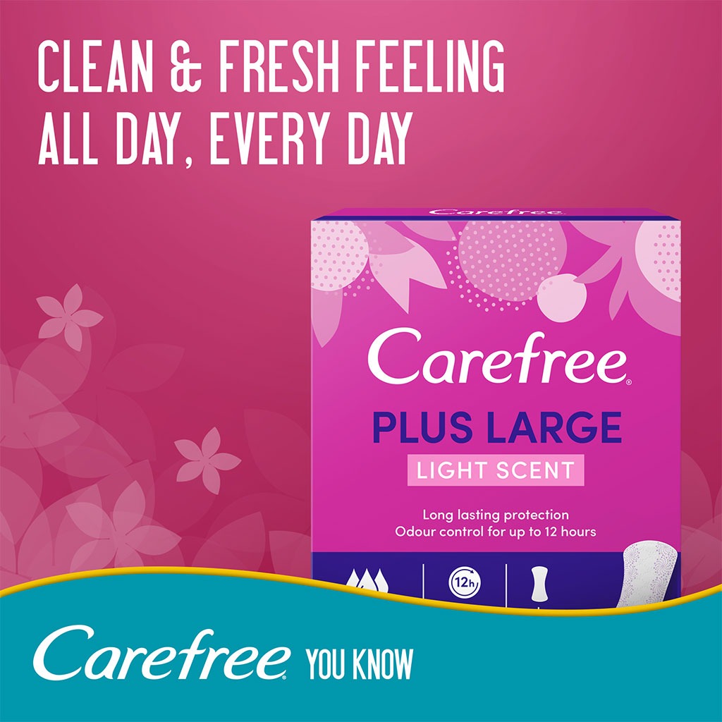 Carefree Plus Large Super Absorbent Light Scented Panty Liners, Pack of 48's