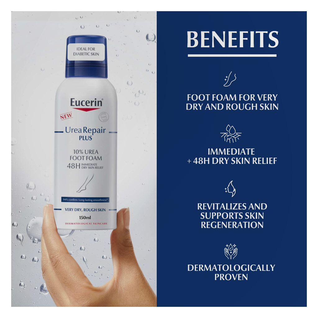 Eucerin UreaRepair Plus 10% Urea Foot Foam For Dry & Rough Foot 150ml 
