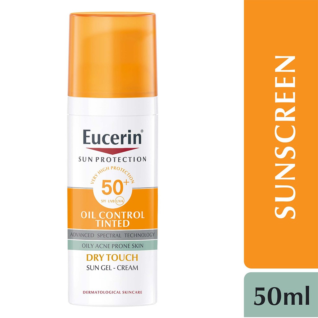 Eucerin Sun Oil Control SPF50+ Sunscreen Medium Tinted Gel-Cream With Dry Touch & Anti-Sine Effect 50ml