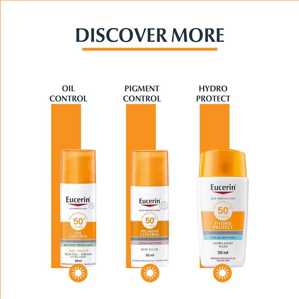 Eucerin Sun Oil Control SPF50+ Sunscreen Medium Tinted Gel-Cream With Dry Touch & Anti-Sine Effect 50ml