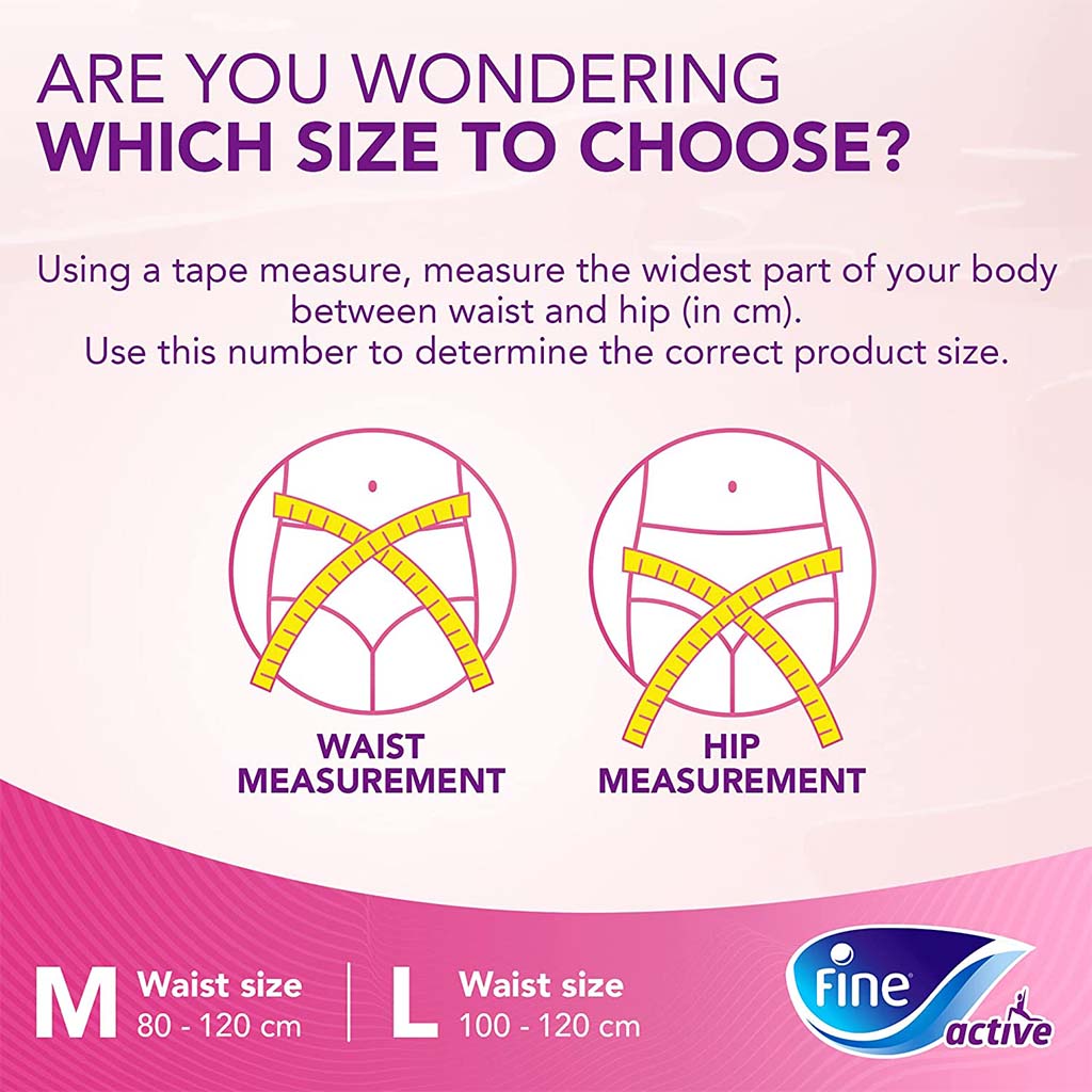 Fine Care Underwear Style Pull Up Adult Diaper For Incontinence & Postpartum, Medium, Pack of 12's