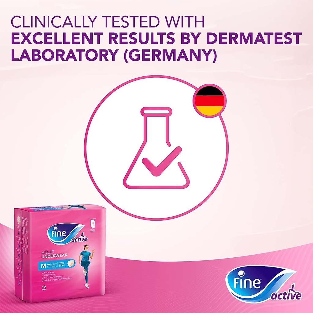 Fine Care Underwear Style Pull Up Adult Diaper For Incontinence & Postpartum, Medium, Pack of 12's