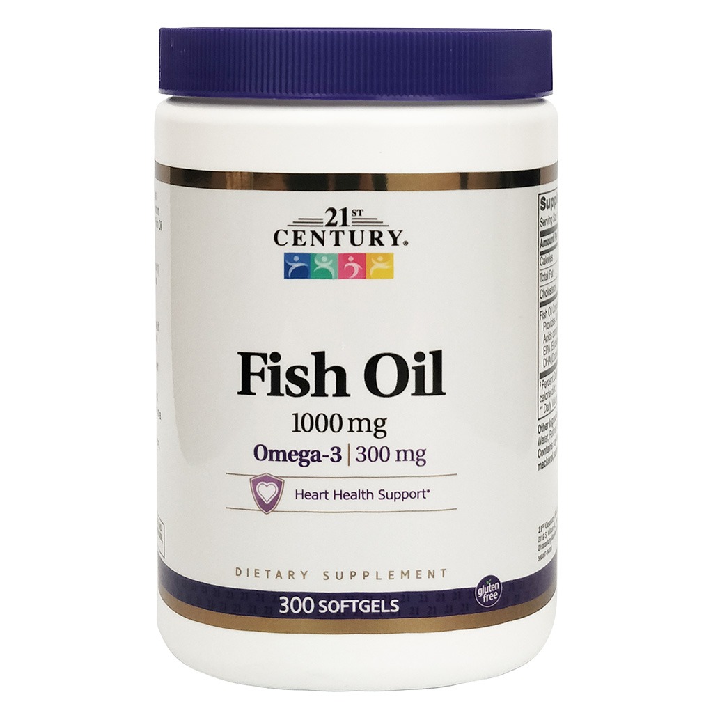 21st Century Omega 3 1000mg Fish Oil Supplement Softgels, Pack of 300's