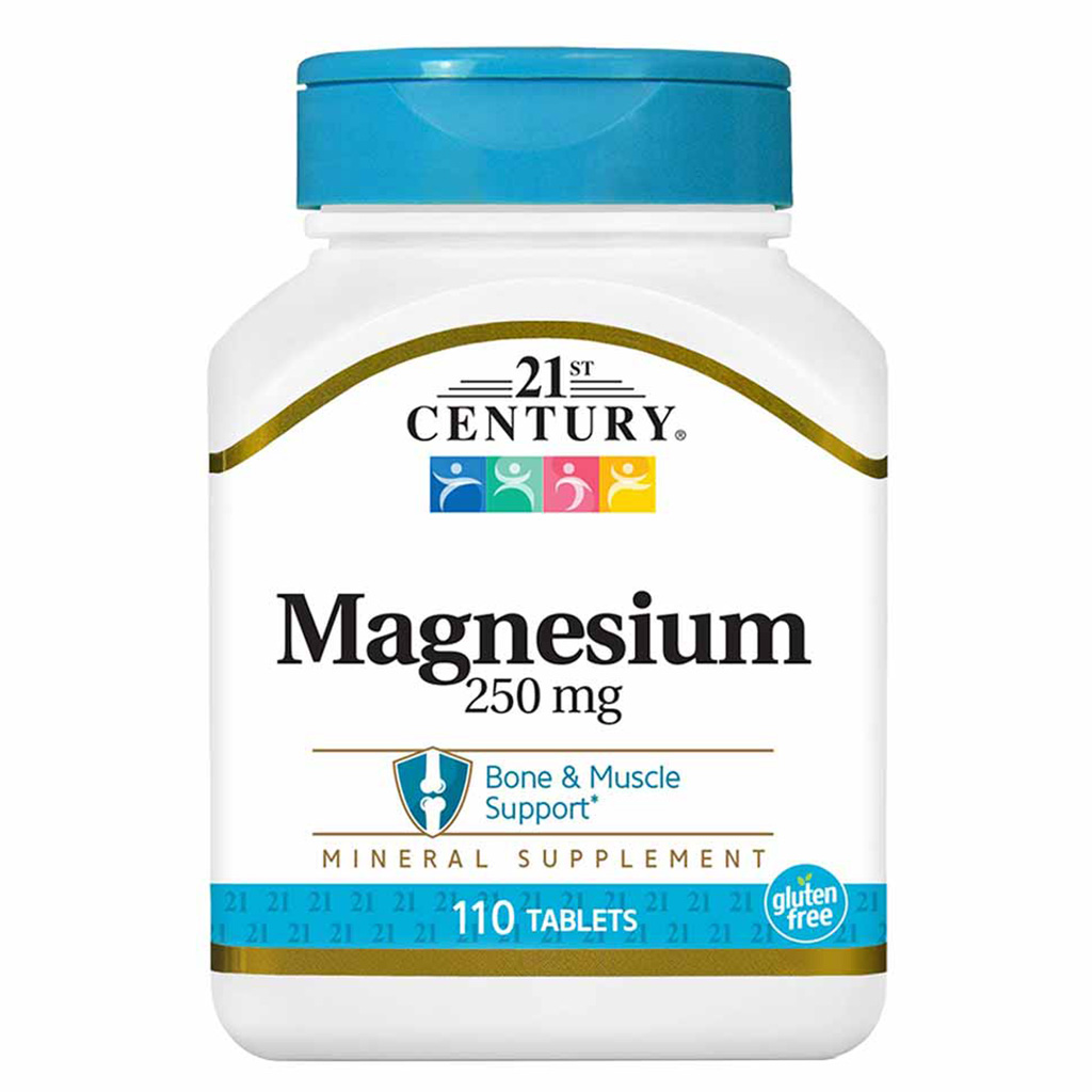 21st Century Magnesium 250mg Gluten-Free Tablets For Bone & Muscle Support, Pack of 110's