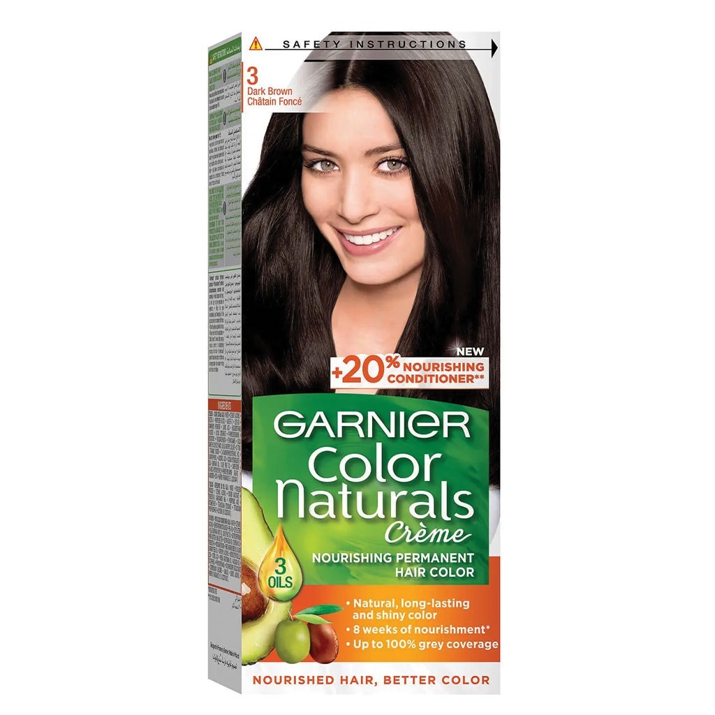 Garnier Color Naturals Cream Hair Color 3 Dark Brown Kit