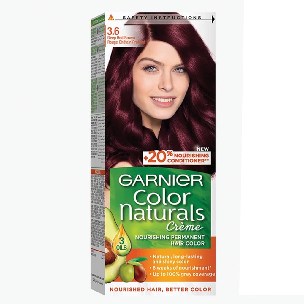 Garnier Color Naturals Cream Hair Color 3.6 Deep red Brown Kit
