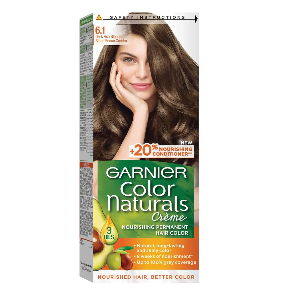 Garnier Color Naturals Cream Hair Color 6.1 Dark Ash Blonde Kit