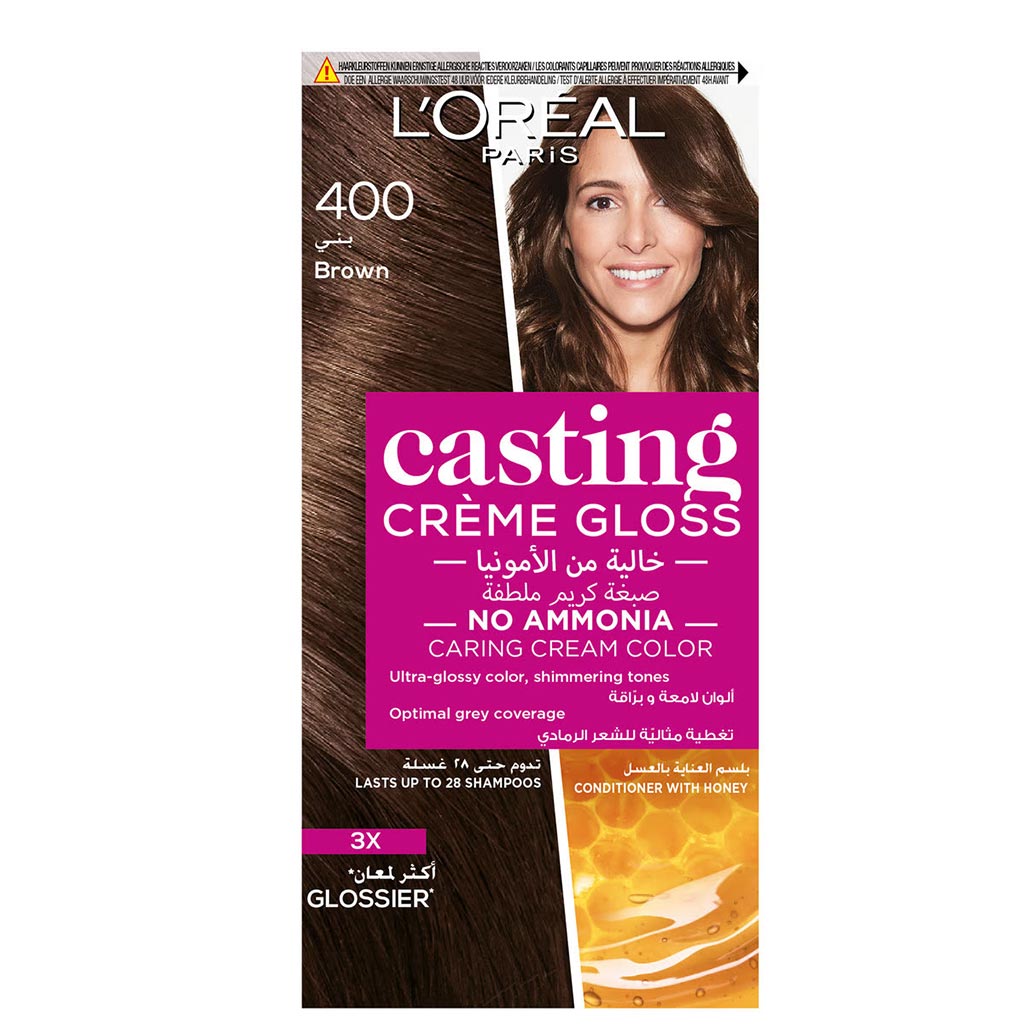 Loreal Casting Cream Gloss Semi-Permanent Conditioning Hair Color 400 Brown Kit