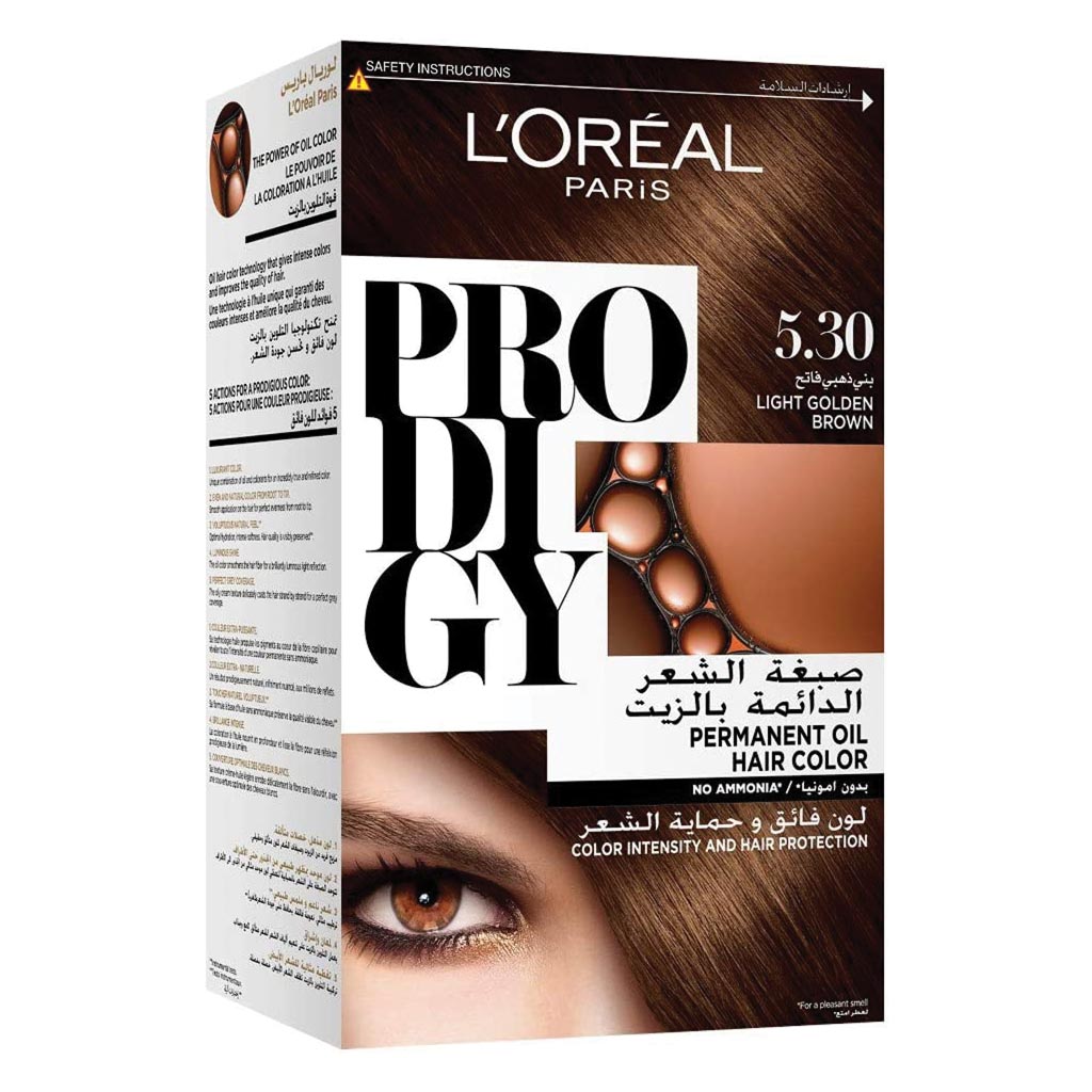Loreal Paris Prodigy Permanent Oil Hair Color 5.3 Light Golden Brown