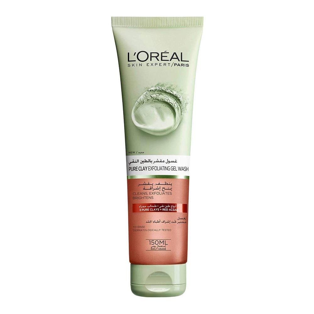 Loreal Paris Skin Expert Pure Clay Exfoliating Gel Wash Red Algae 150 mL