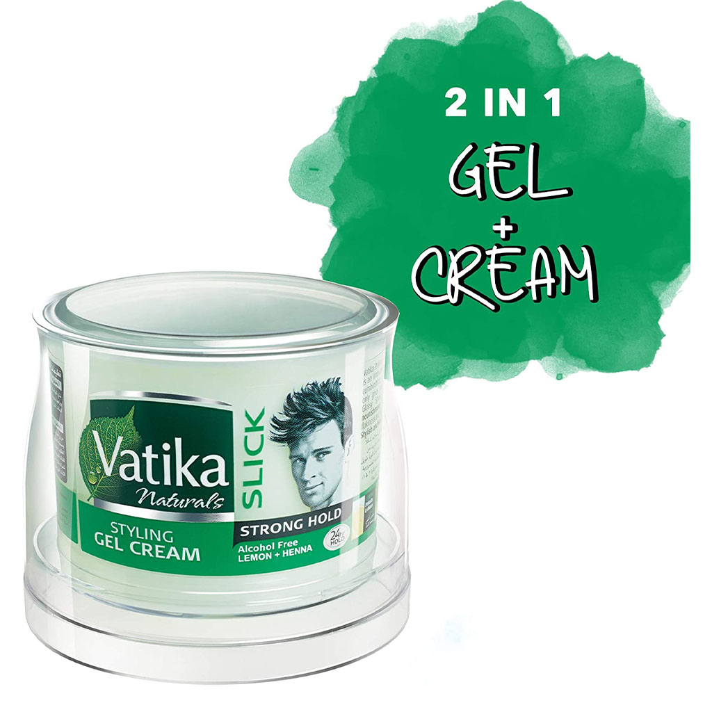 Dabur Vatika Naturals Slick Strong Hold Lemon + Henna Alcohol-Free Hair Styling Gel Cream 250g