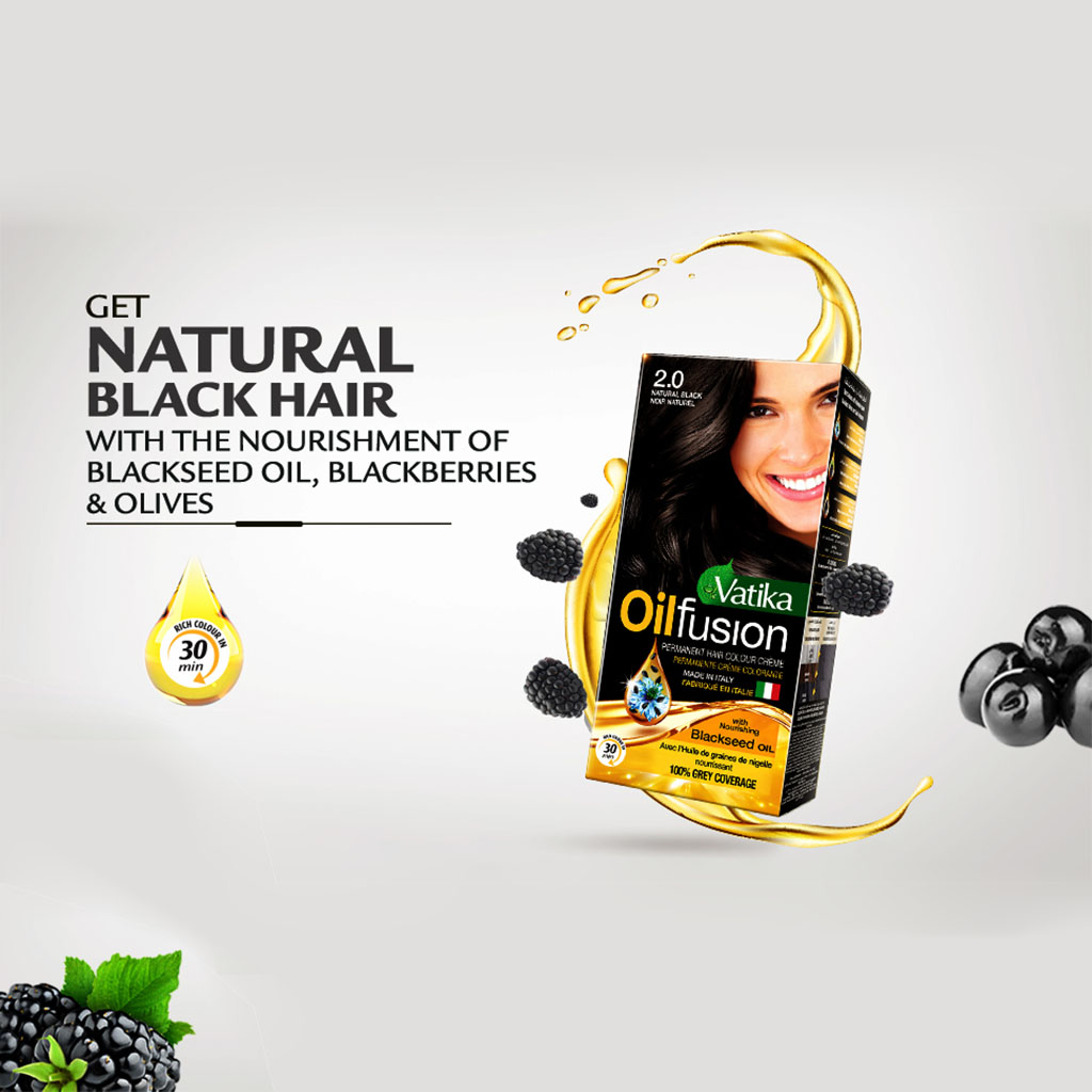 Dabur Vatika Oil Fusion Permanent Hair Color Black 108ml