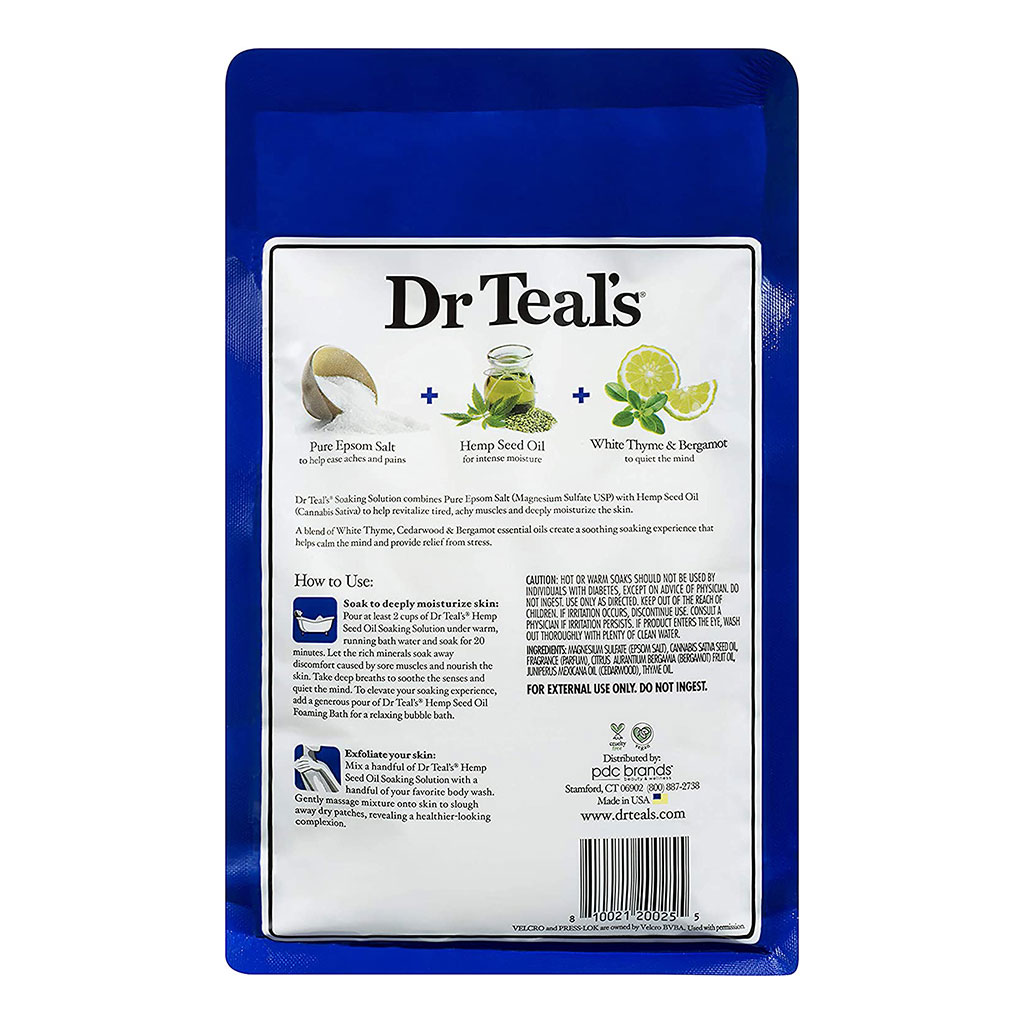 Dr Teal's Pure Epsom Salt Soaking Solution Hemp Seed Oil 1036 g