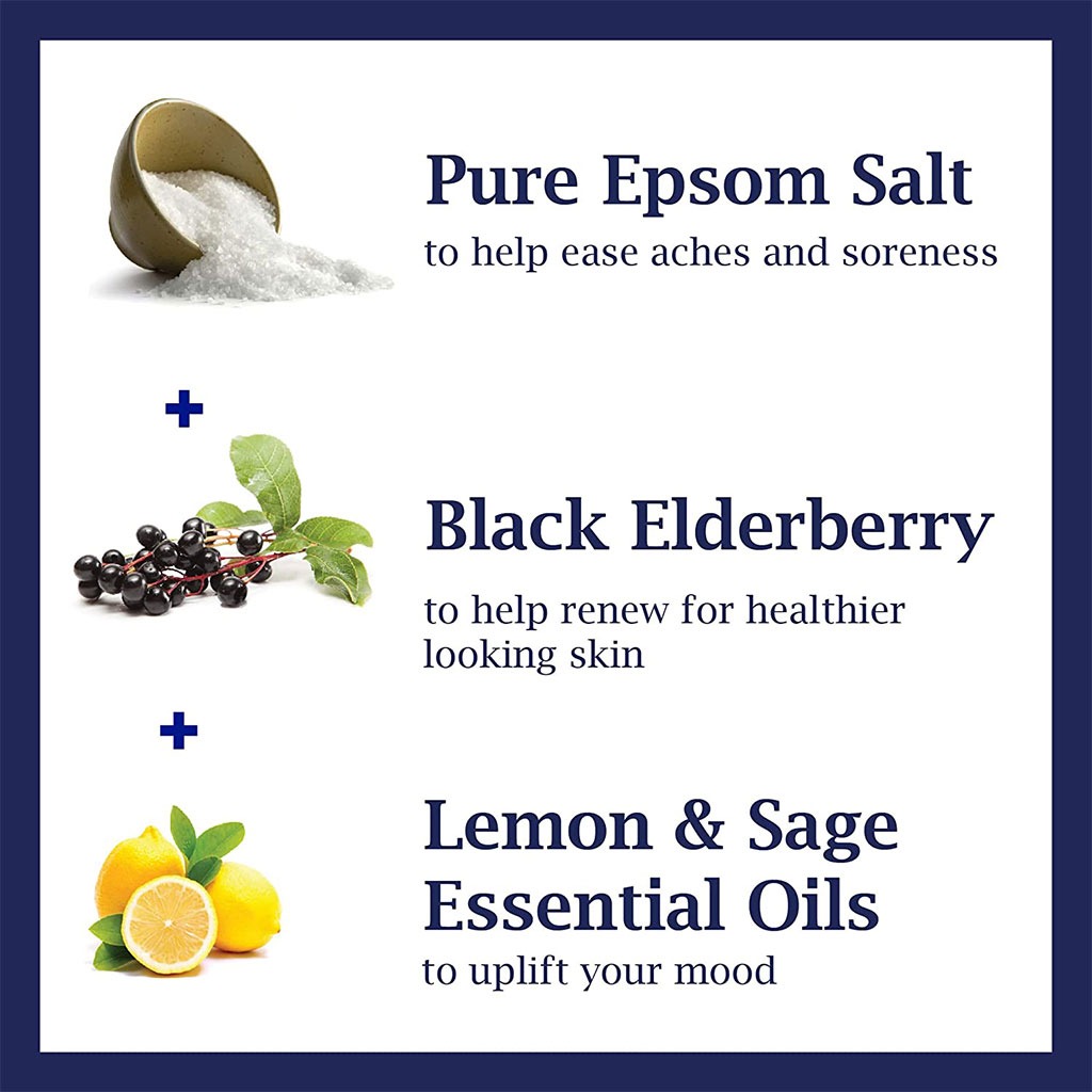 Dr Teal's Pure Epsom Salt Soaking Solution Black Elderberry With Vitamin D & Essential Oils 1036 g