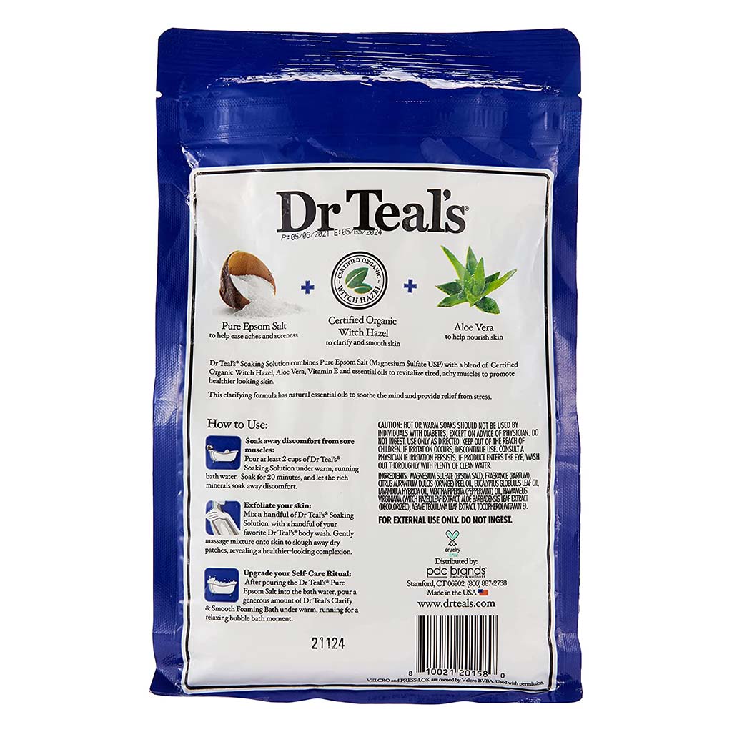 Dr Teal's Pure Epsom Salt Soaking Solution Witch Hazel, Aloe Vera & Essential Oil 1036 g