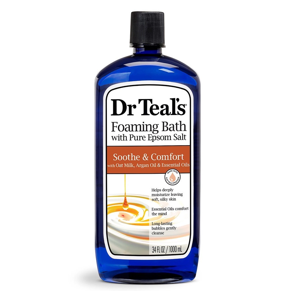 Dr Teal's Foaming Bath With Pure Epsom Salt With Oat Milk And Argan Oil & Essential Oil 1000 mL