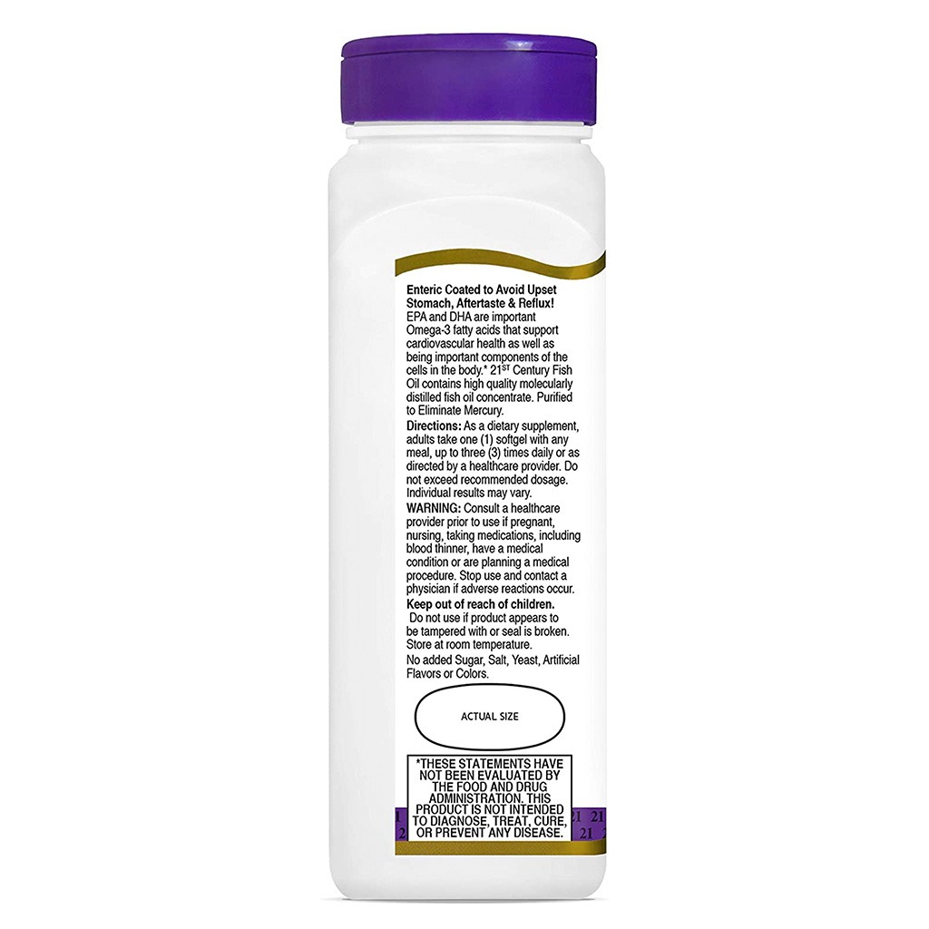 21st Century Omega 3 1200mg Fish Oil Supplement Softgels, Pack of 90's