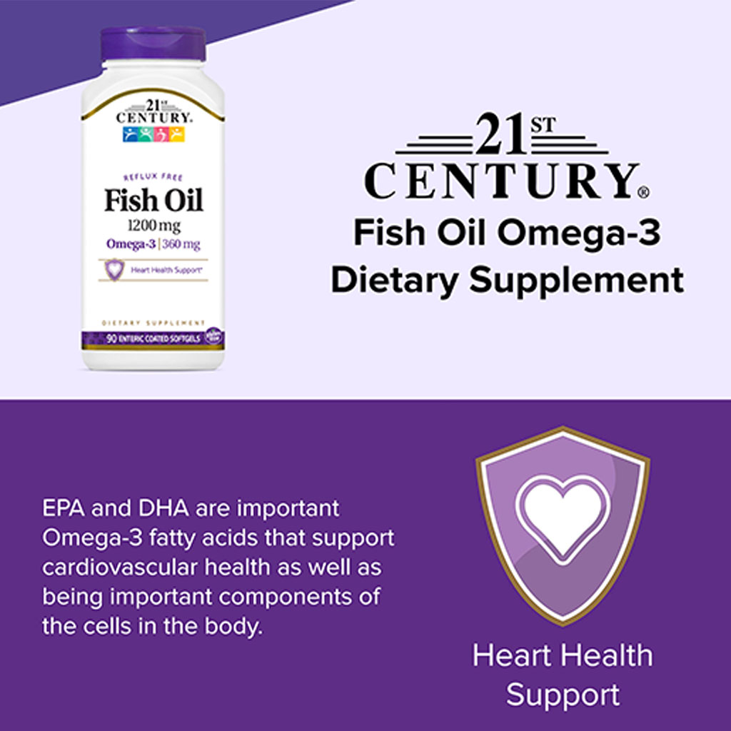 21st Century Omega 3 1200mg Fish Oil Supplement Softgels, Pack of 90's