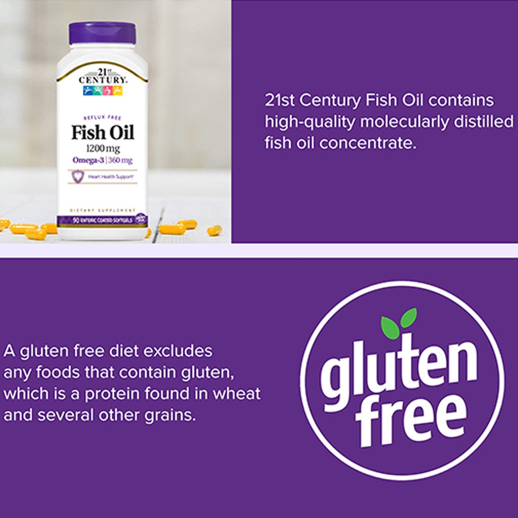 21st Century Omega 3 1200mg Fish Oil Supplement Softgels, Pack of 90's