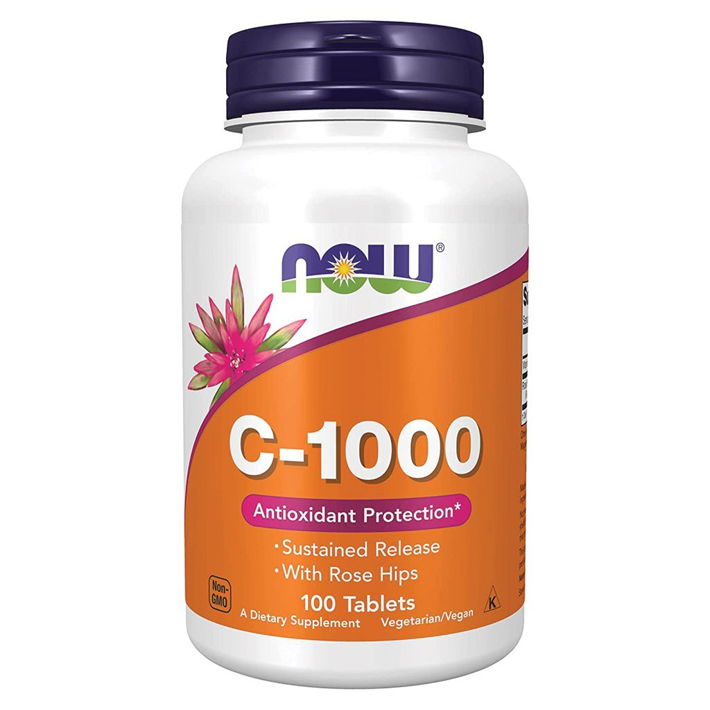 Now Vitamin C 1000mg Sustained Release Tablets With Rose Hips For Antioxidant Protection & Immune Support, Pack of 100's