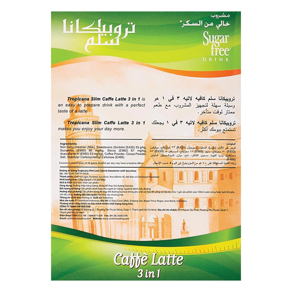 Tropicana Slim® Sugar Free Drink Caffee Latte 14 g 10's