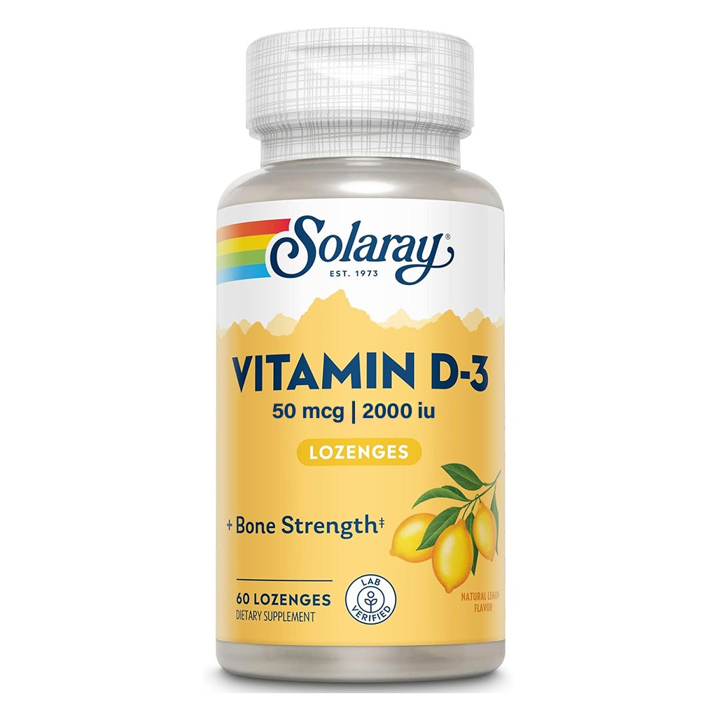Solaray Vitamin D3 2000IU Lozenges For Bone Strength, Pack of 60's