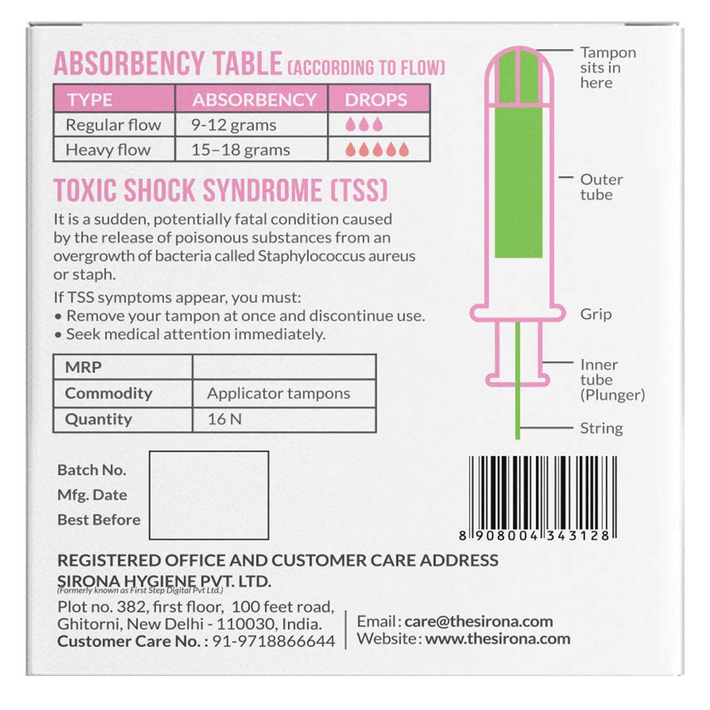 Sirona Now Periods Made Easy Premium Applicator Tampons Normal Flow 16's