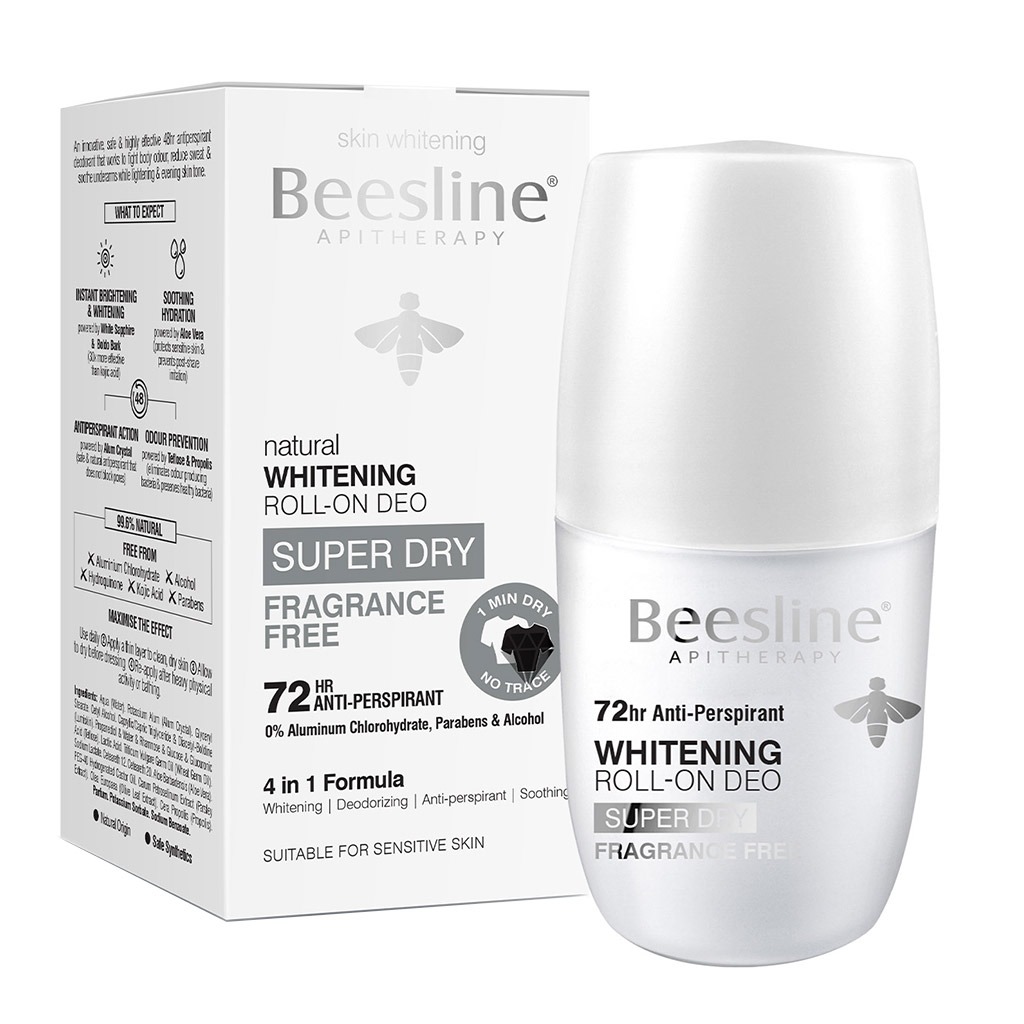 Beesline® Apitherapy Whitening Aluminium Free Deodorant Roll-On Super Dry Fragrance Free 50 mL