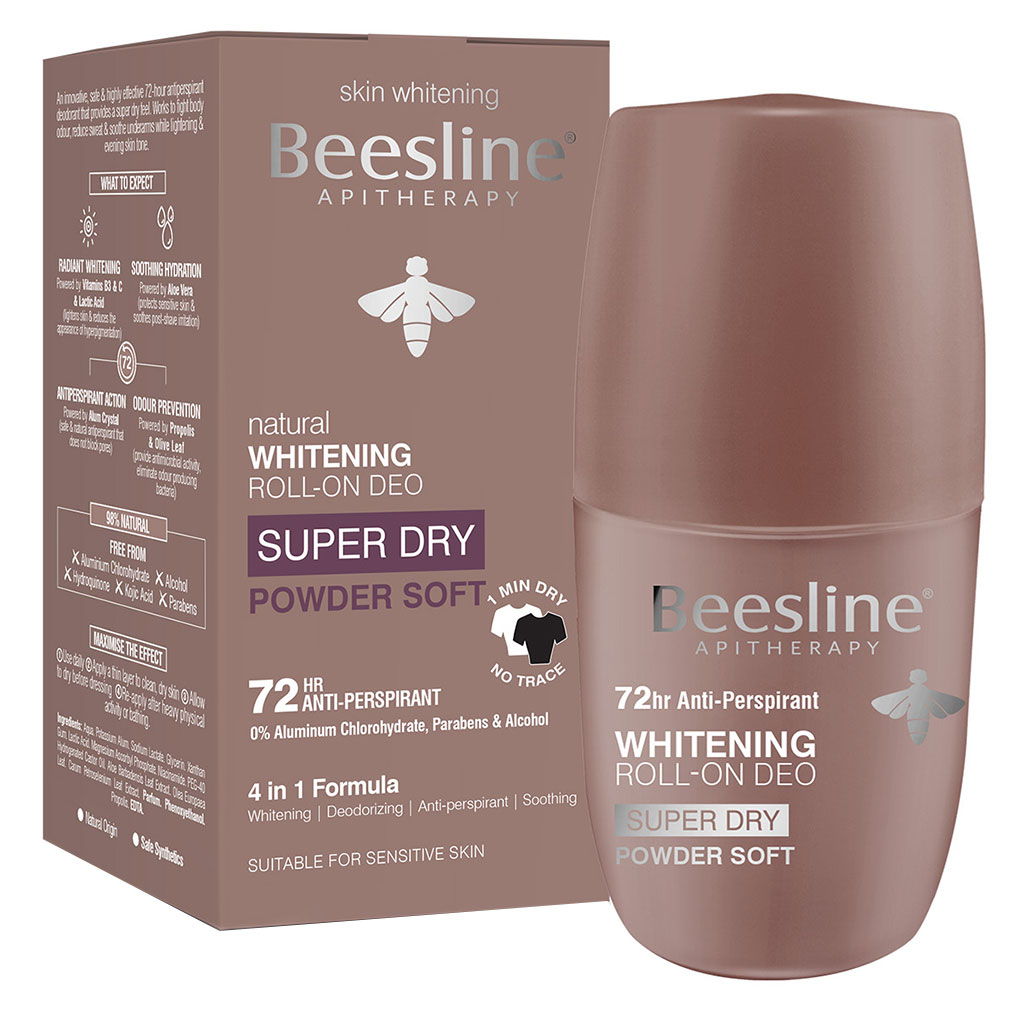 Beesline® Apitherapy Whitening Aluminium Free Deodorant Roll-On Super Dry Powder Soft 50 mL