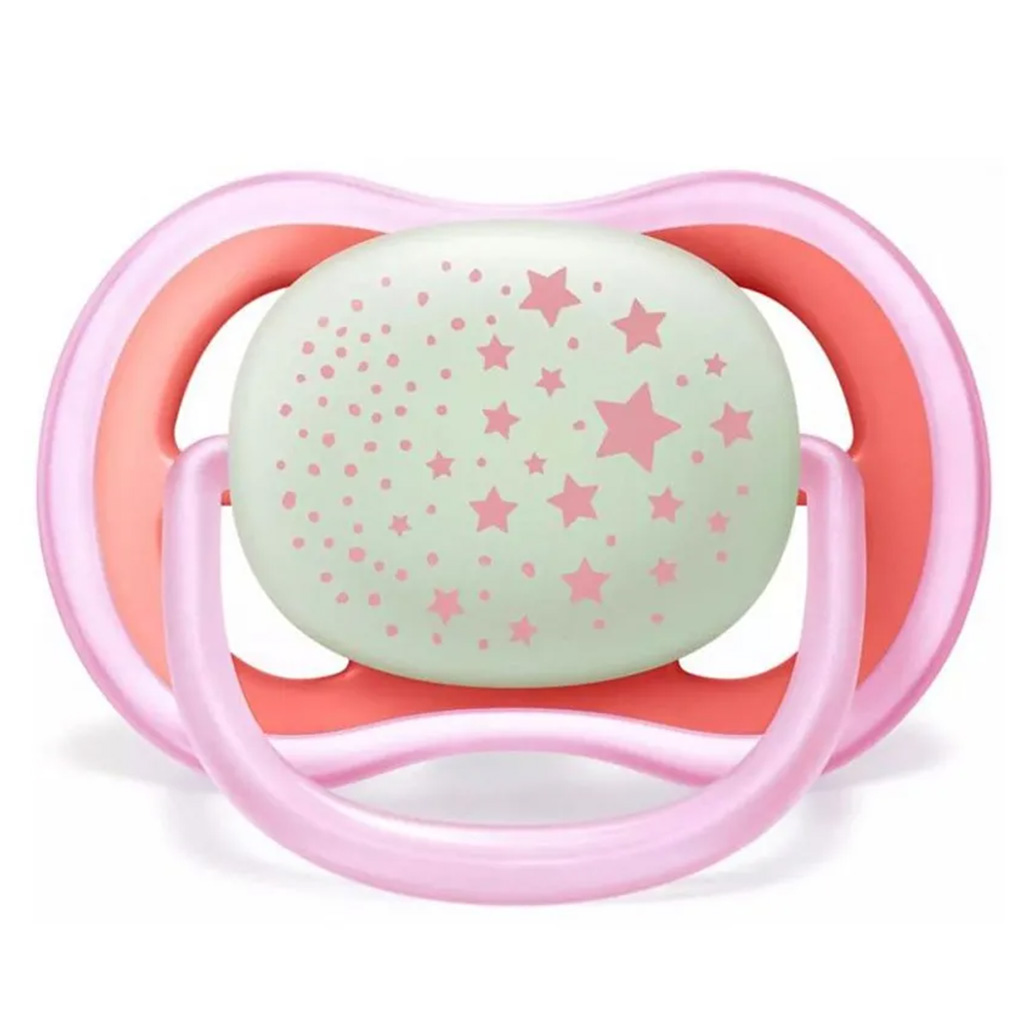 Philips Avent Ultra Air Silicone Soother Night Time For 6-18 Months Baby Girl, Pack of 2's