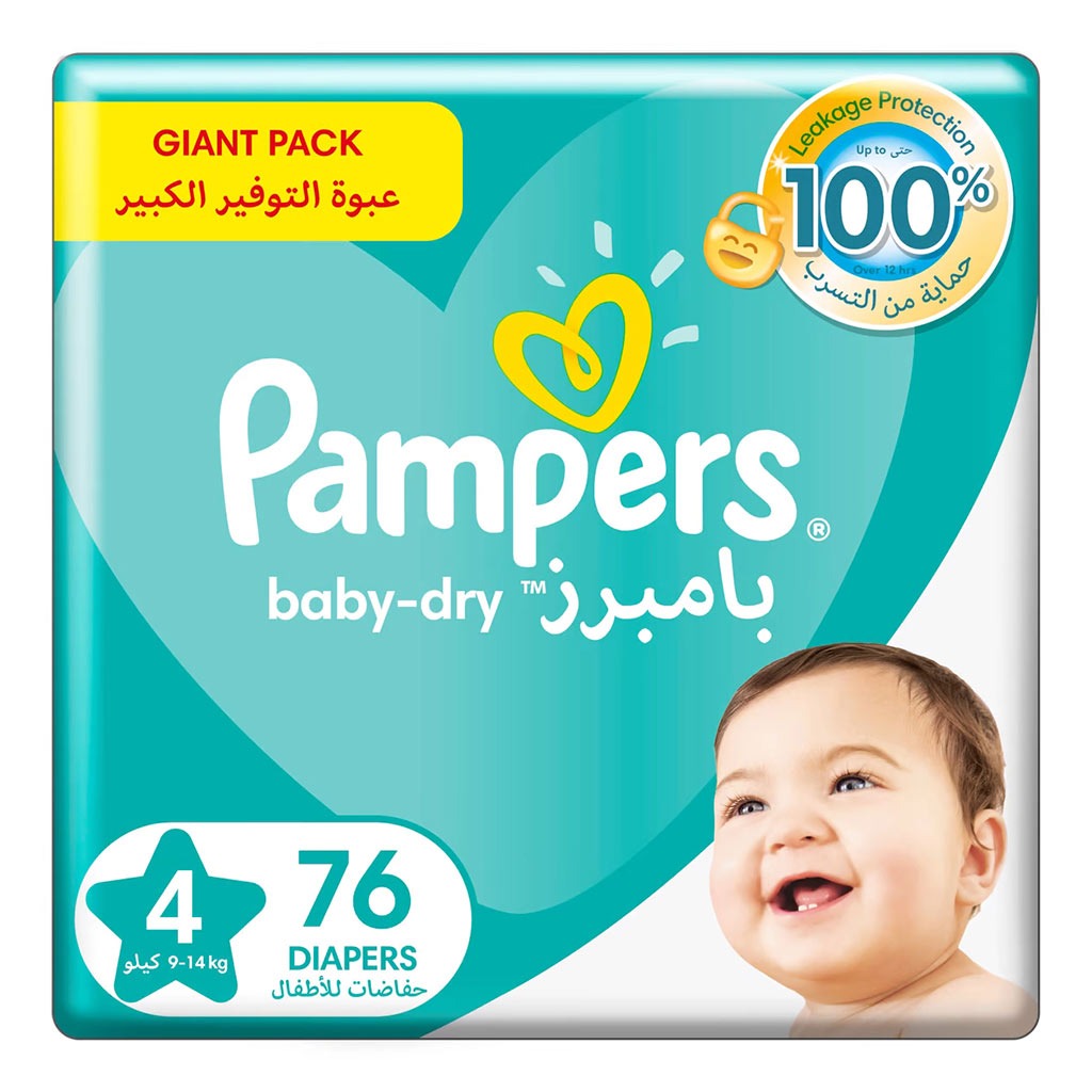 Pampers Baby-Dry Baby Diapers, Size 4, 9-14Kg, Pack of 76's