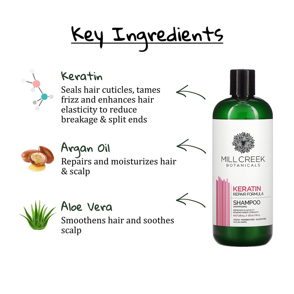 Mill Creek Botanicals Keratin Repair Shampoo For Naturally Beautiful Hair 414ml