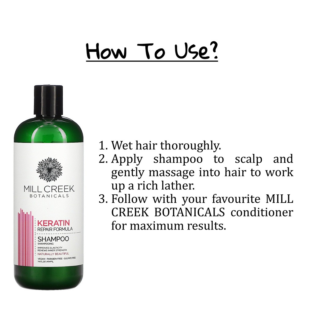 Mill Creek Botanicals Keratin Repair Shampoo For Naturally Beautiful Hair 414ml