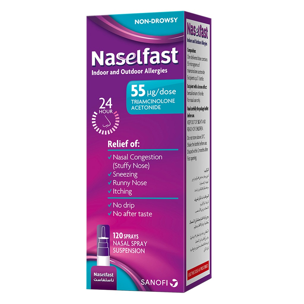 Naselfast Nasal Spray Suspension For Allergy Relief 55µg/dose, 120 Sprays