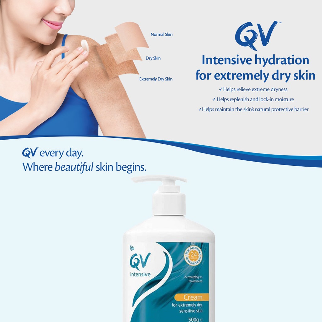 Ego QV Intensive Body Moisturiser Cream Pump For Extremely Dry Sensitive Skin 500g
