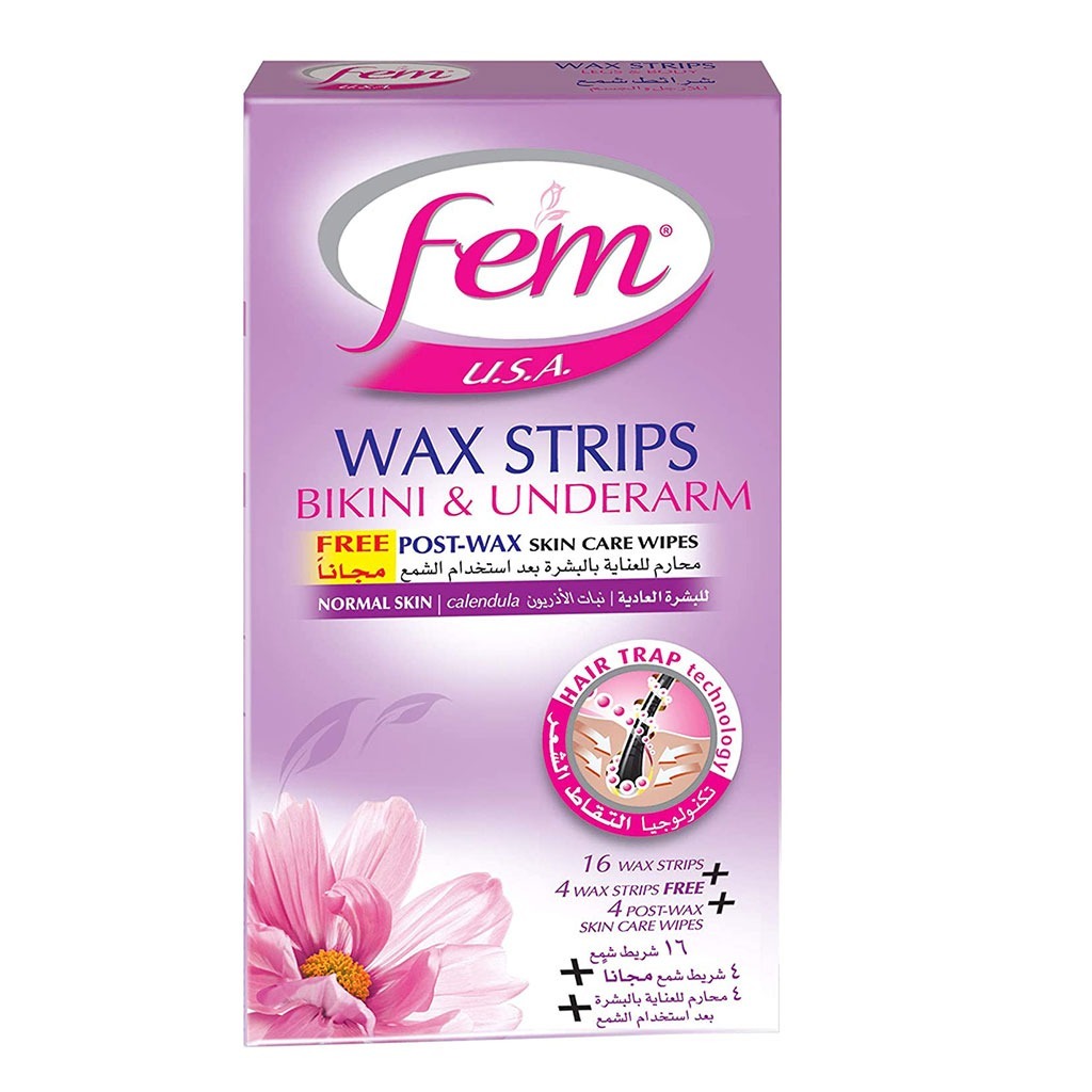 Fem USA Bikini And Underarms Wax Strips Normal Skin 20's