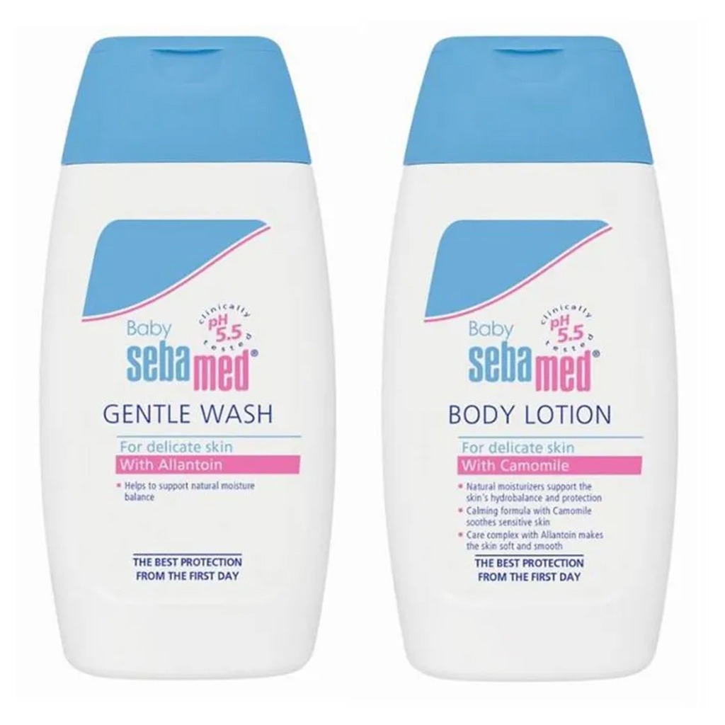 Sebamed Extra Soft Moisturizing Baby Gentle Wash For Delicate Baby Skin 200 mL+ Baby Lotion 200 mL Combo Pack